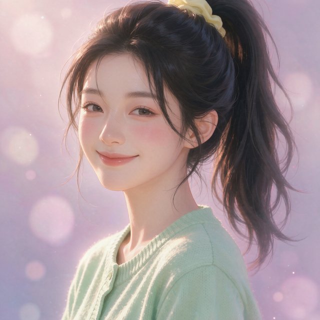 平行岛 ai 人设柠萌，元气甜妹东方女孩头像插画